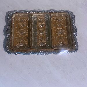 Elegant Silver and Gold Decorative Tray